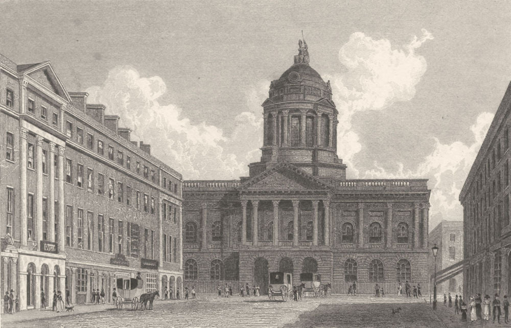 LIVERPOOL. Town Hall and Mansion House, Liverpool. (Finden/Westall) 1834 print